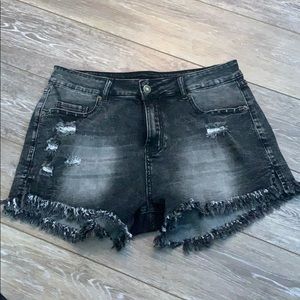 Black Frayed Shorts